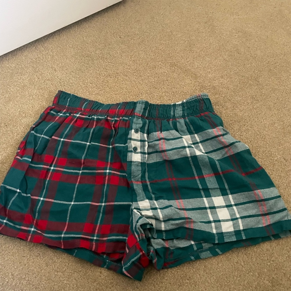 Colsie Two-Toned Red/Green Flannel Pajama Shorts